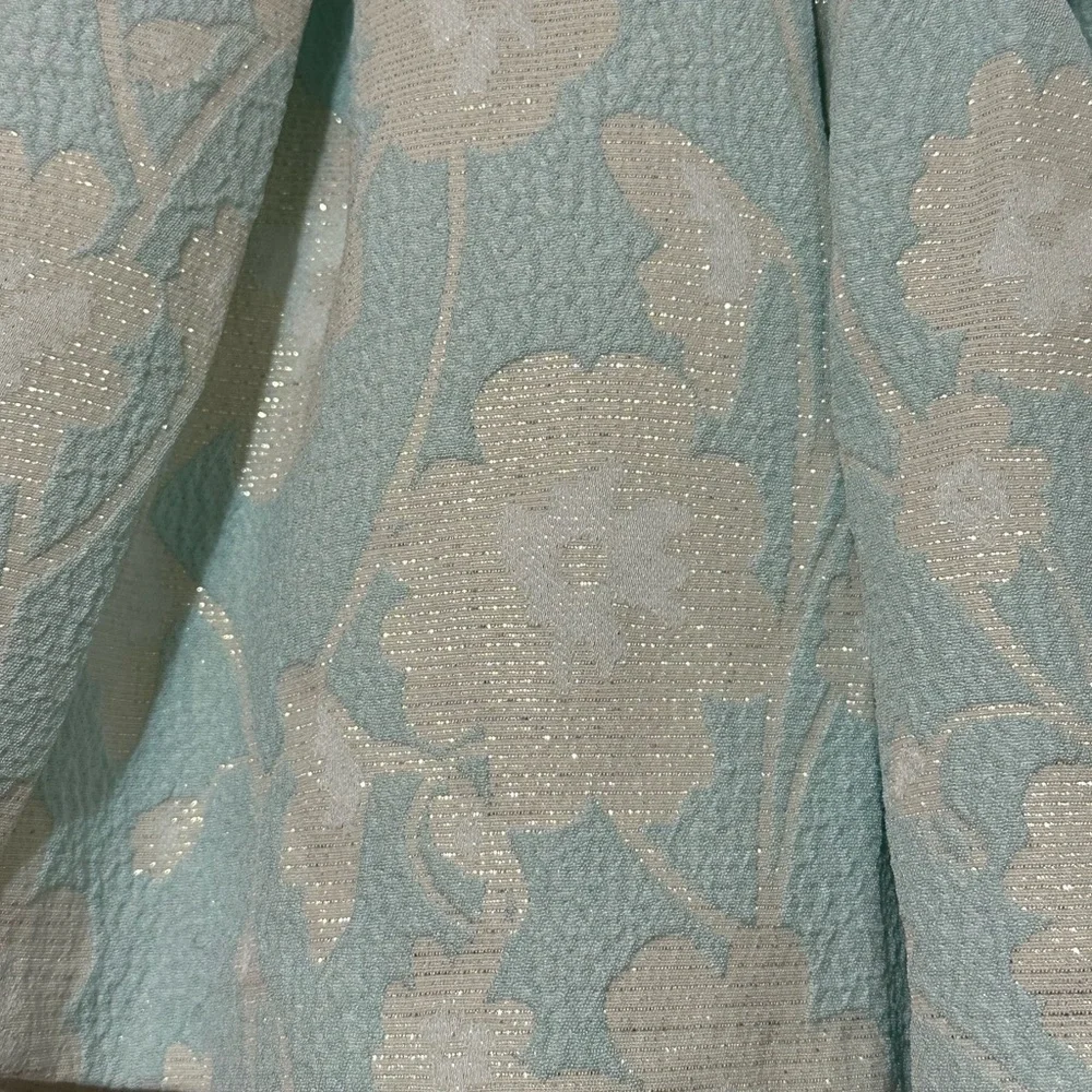 Bonnie Jean Toddler Girls Aqua Floral Jacquard Dress with Pearl Accents